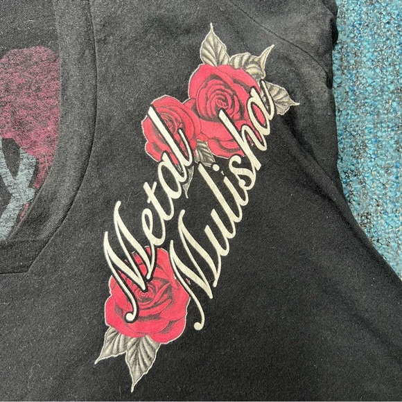 Metal Mulisha V-Neck Angel Wing Affliction Style Shirt Y2K - Picture 4 of 6